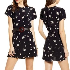 ❤️ SOMETHING NAVY BLACK ETCH FLORAL MINI DRESS, MEDIUM
